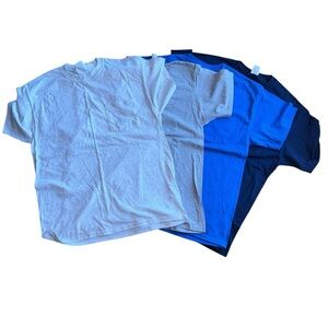 Set of Four T-Shirts in Gray, Blue, and Navy By Port & Company Men’s Size Large